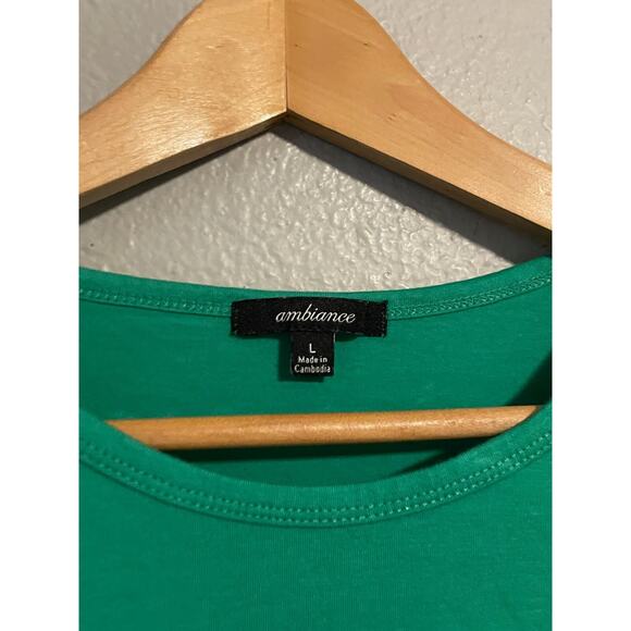 Ambiance Womens Fitted Crop Top Large Green Ruched Short Sleeve Grunge Y2K READ - Picture 2 of 9